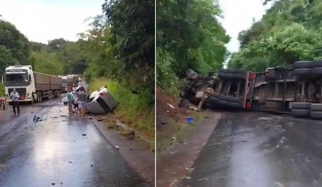 Colisão frontal entre carreta e carro deixa uma pessoa morta na TO-336 neste domingo de Páscoa